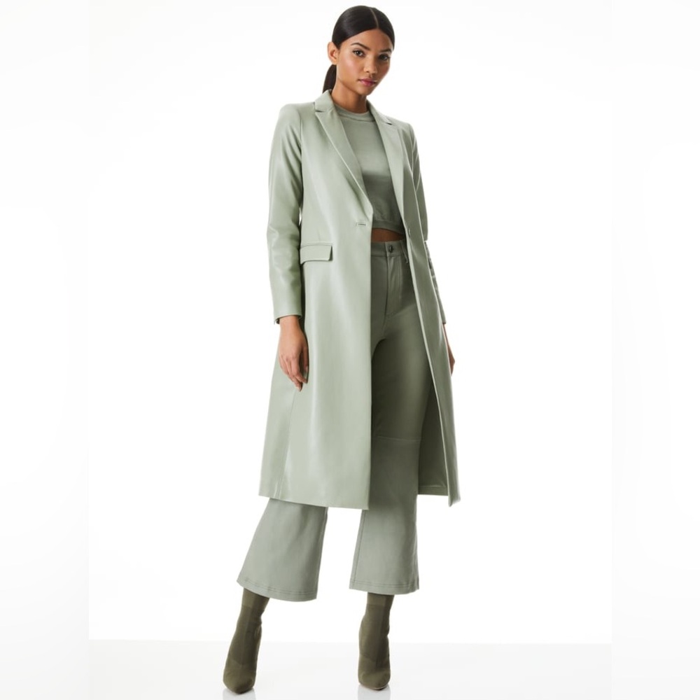 Alice + Olivia Macey Vegan Leather Long Blazer